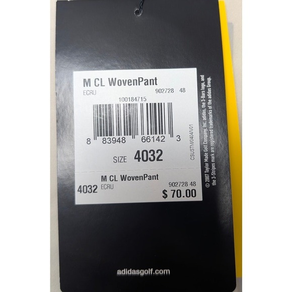 Adidas Men's Casual Golf Climalite Pleated Pants Beige Ecru Woven Stretch 40x32 - Picture 7 of 7